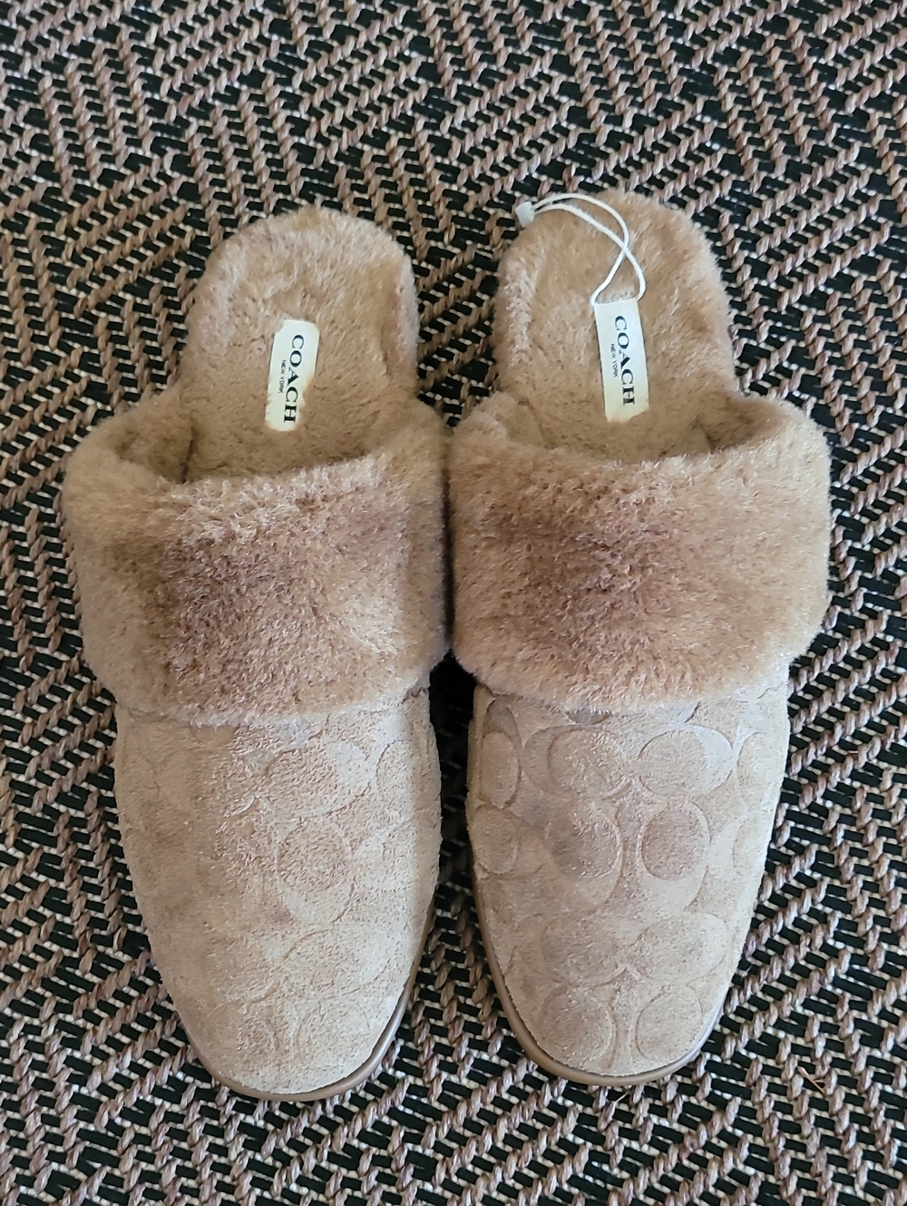 Coach Sherpa Flat Slip On Mules Sz 9